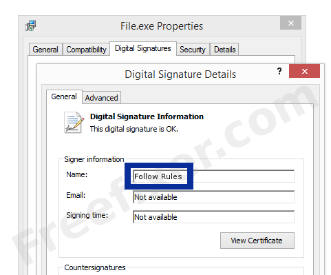 Screenshot of the Follow Rules certificate